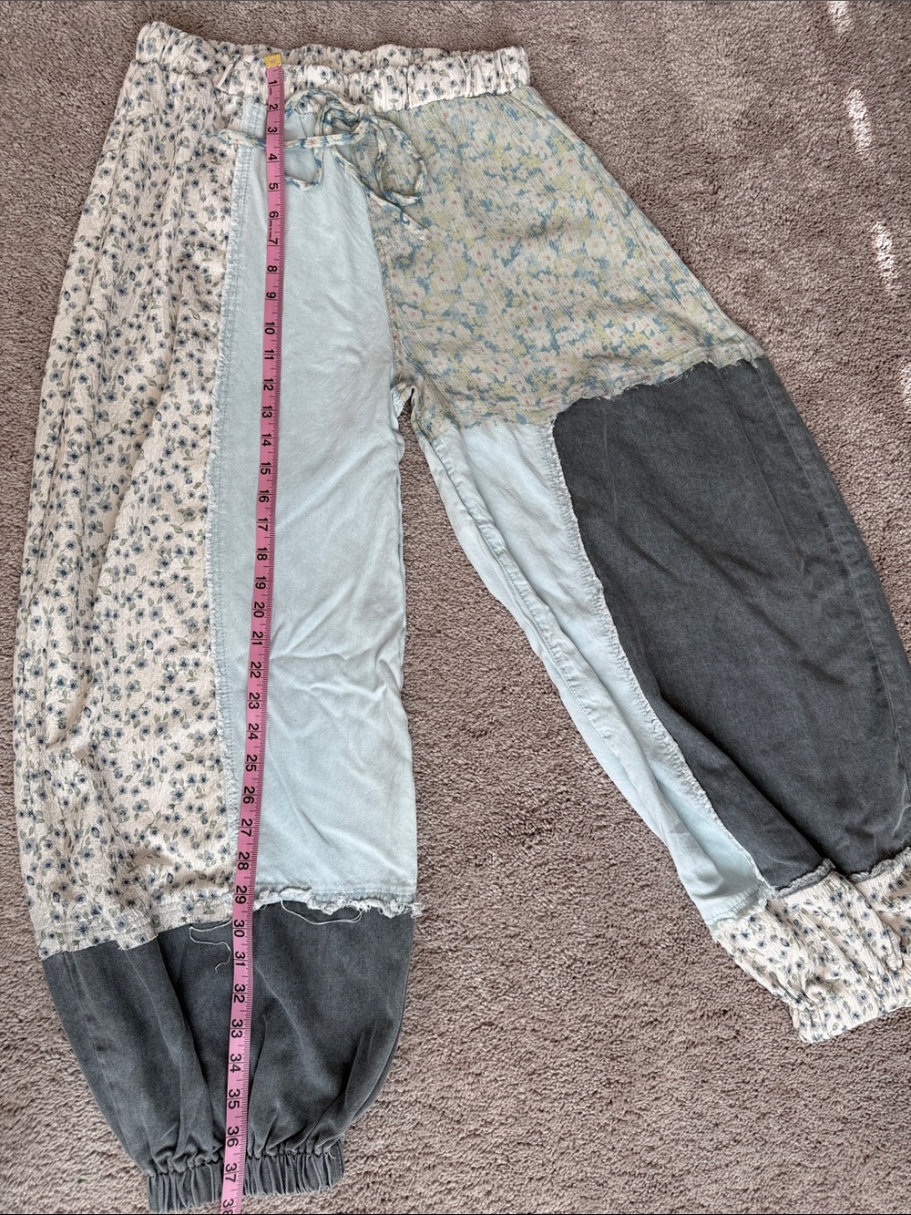 POL Patchwork Light Blue and Gray mixed fabrics Harem Pants - Picture 16 of 16
